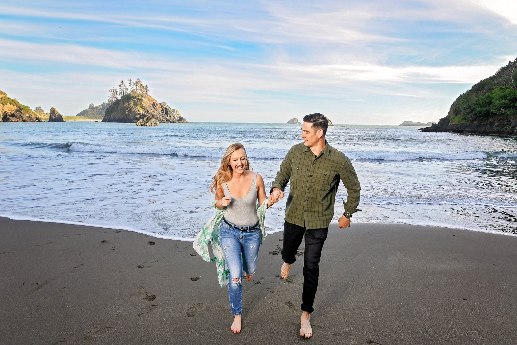 Beach engagement session in Humboldt County