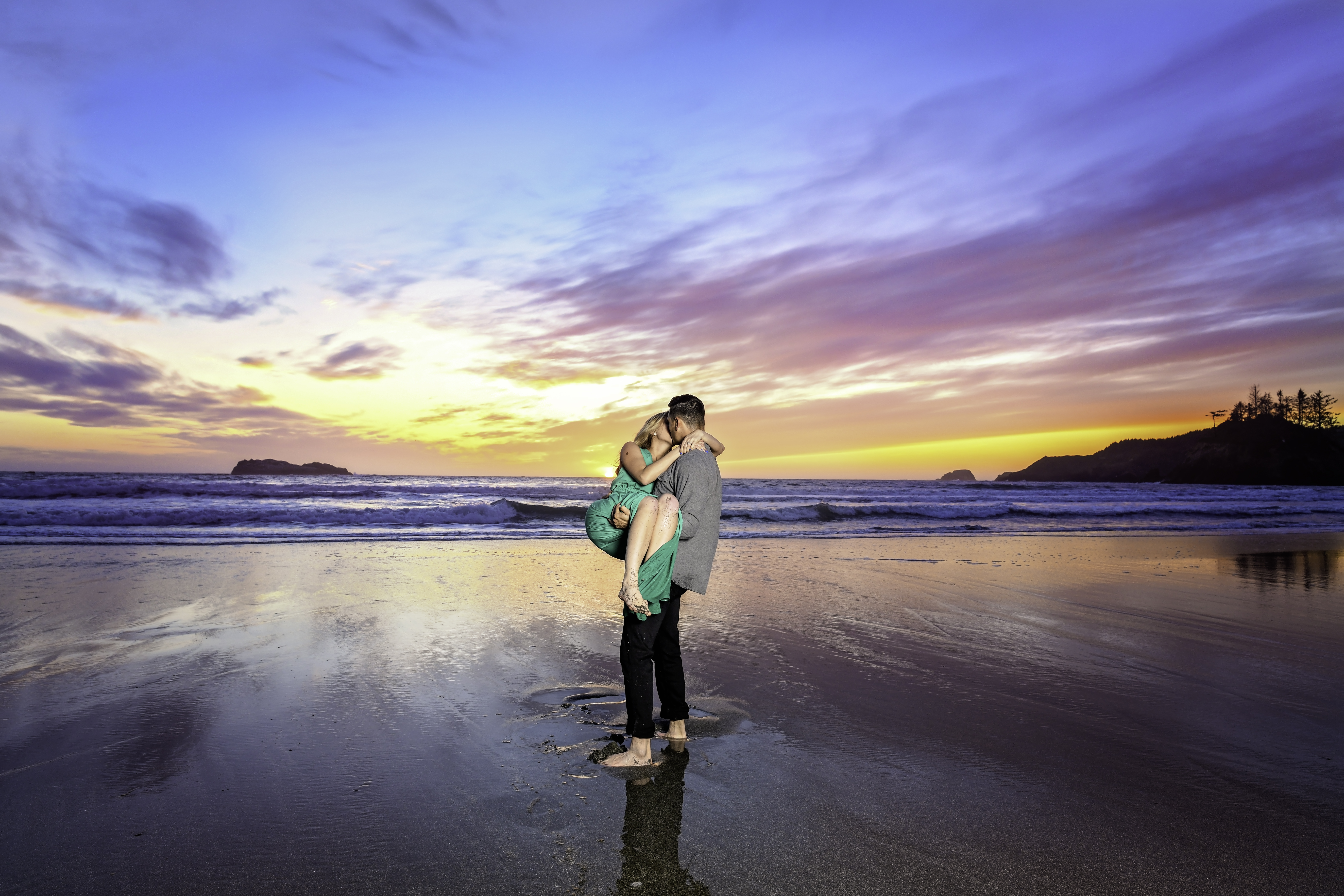 Romantic Engagement session at Sunset on Trinidad State Beach