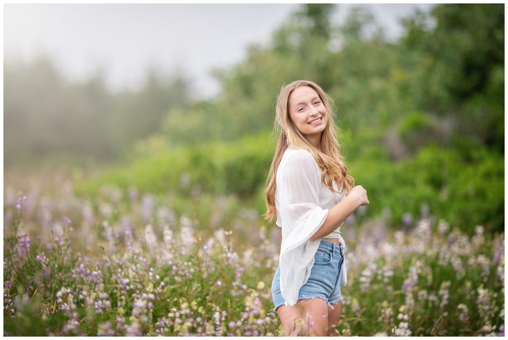 Humboldt County Senior Session in the lupines